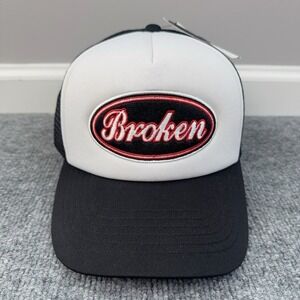 Broken Promises Hat Snapback Oval Patch Logo Black & White Mesh Back Trucker Cap